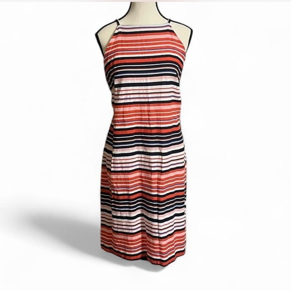 Tommy Hilfiger Dresses & Skirts - Tommy Hilfiger Dress Sz 14 Striped Halter Neck Americana Linen Blend